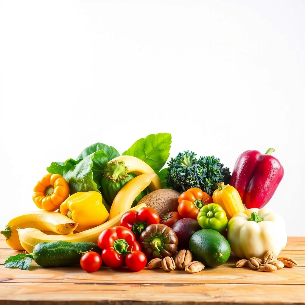 Gesunde Ernährung mit frischem Gemüse und Obst